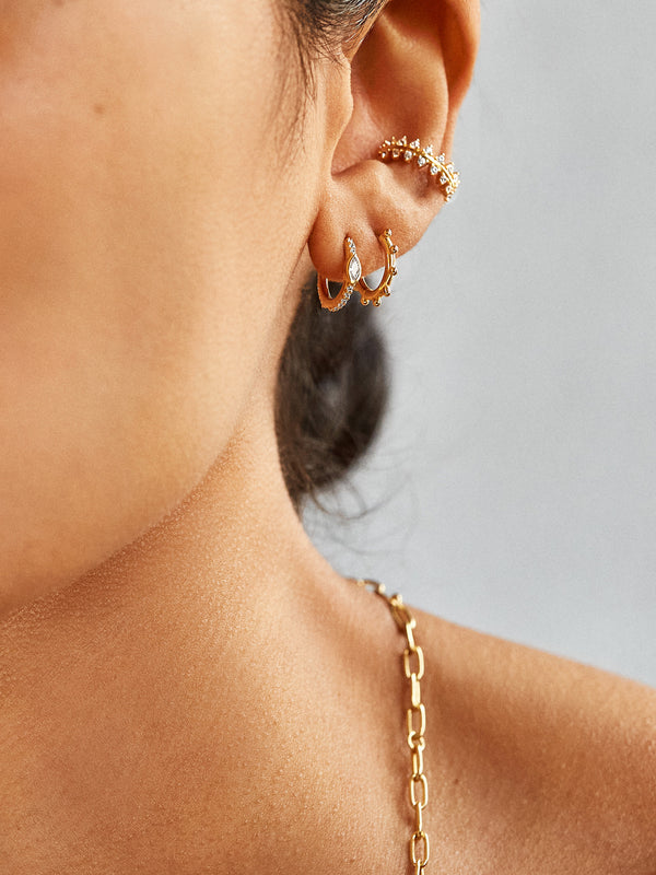 Eden 18K Gold Earrings - Clear/Gold