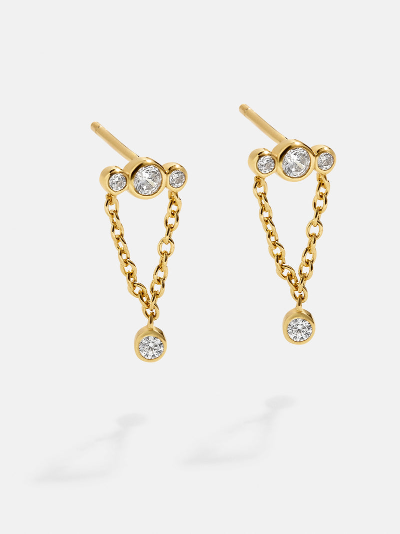 BaubleBar Trinity 18K Gold Earrings - 18K Gold Plated Sterling Silver, Cubic Zirconia stones