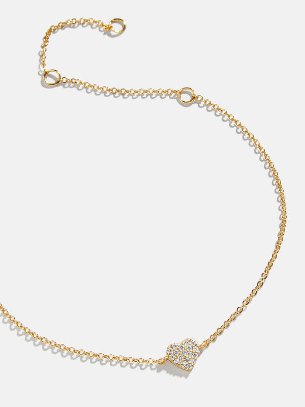 18K Gold Heart Bracelet - Pavé Heart