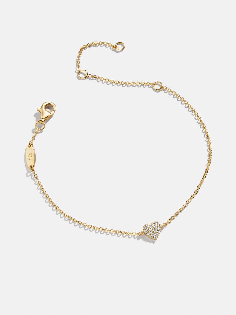 BaubleBar 18K Gold Heart Bracelet - Pavé Heart - 
    18K Gold Plated Sterling Silver, Cubic Zirconia stones
  
