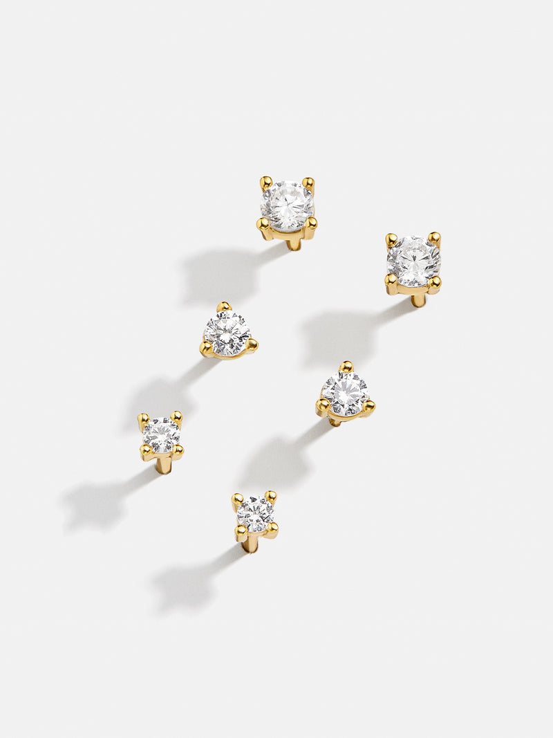 BaubleBar Linnea 18K Gold Earring Set - Clear/Gold - Get Gifting: Enjoy 20% Off​