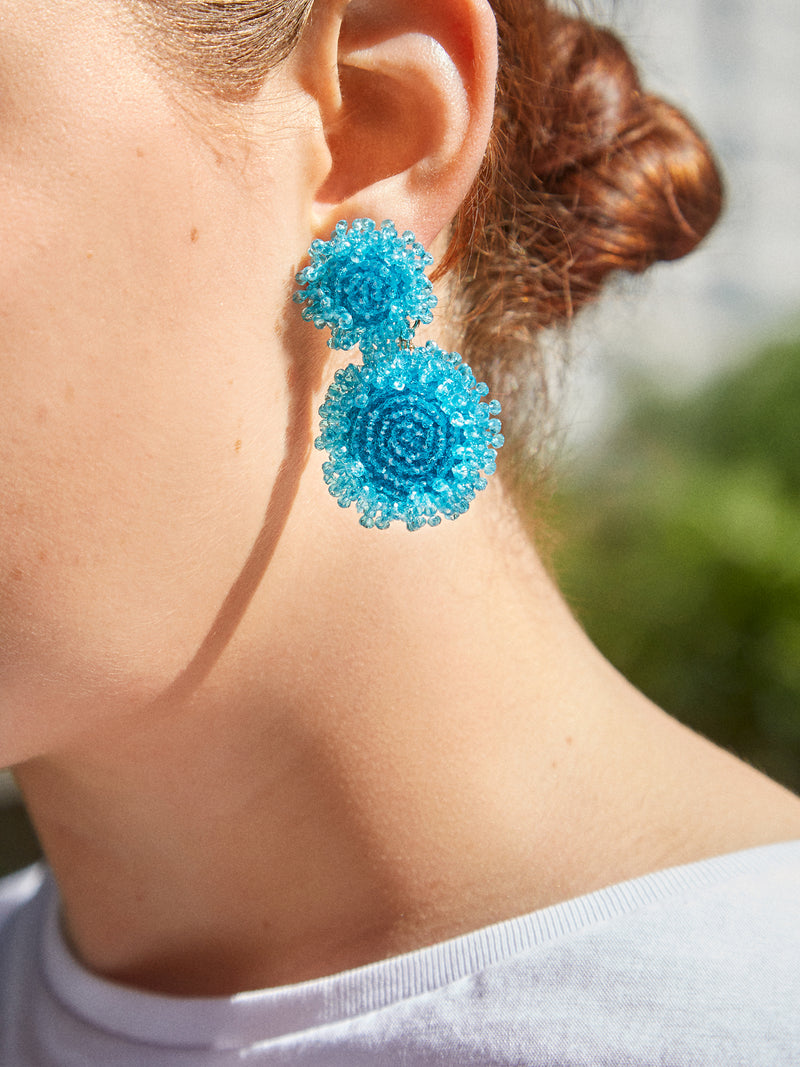 BaubleBar Erin Earrings Small - Aqua - Beaded statement earrings