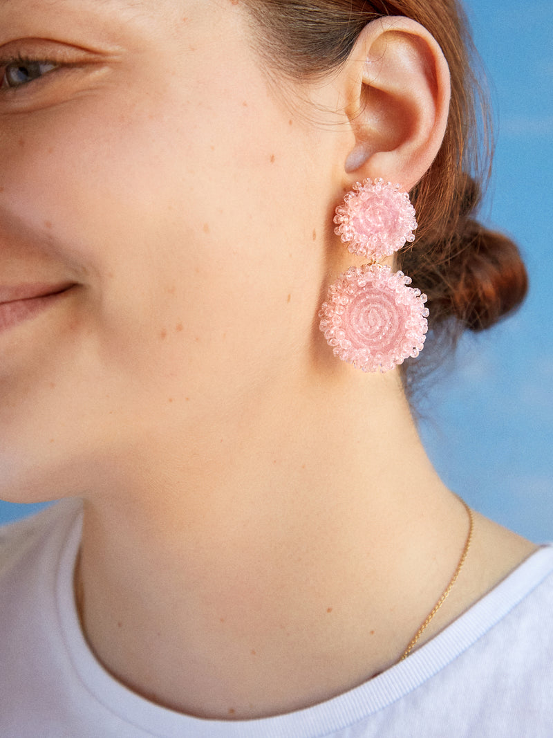 BaubleBar Erin Earrings Small - Light Pink - Beaded statement earrings