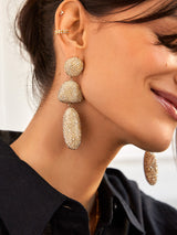 BaubleBar Gold - 
    Threaded pavé statement earrings
  

