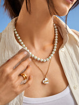 BaubleBar Green/Pearl - Pearl statement necklace
