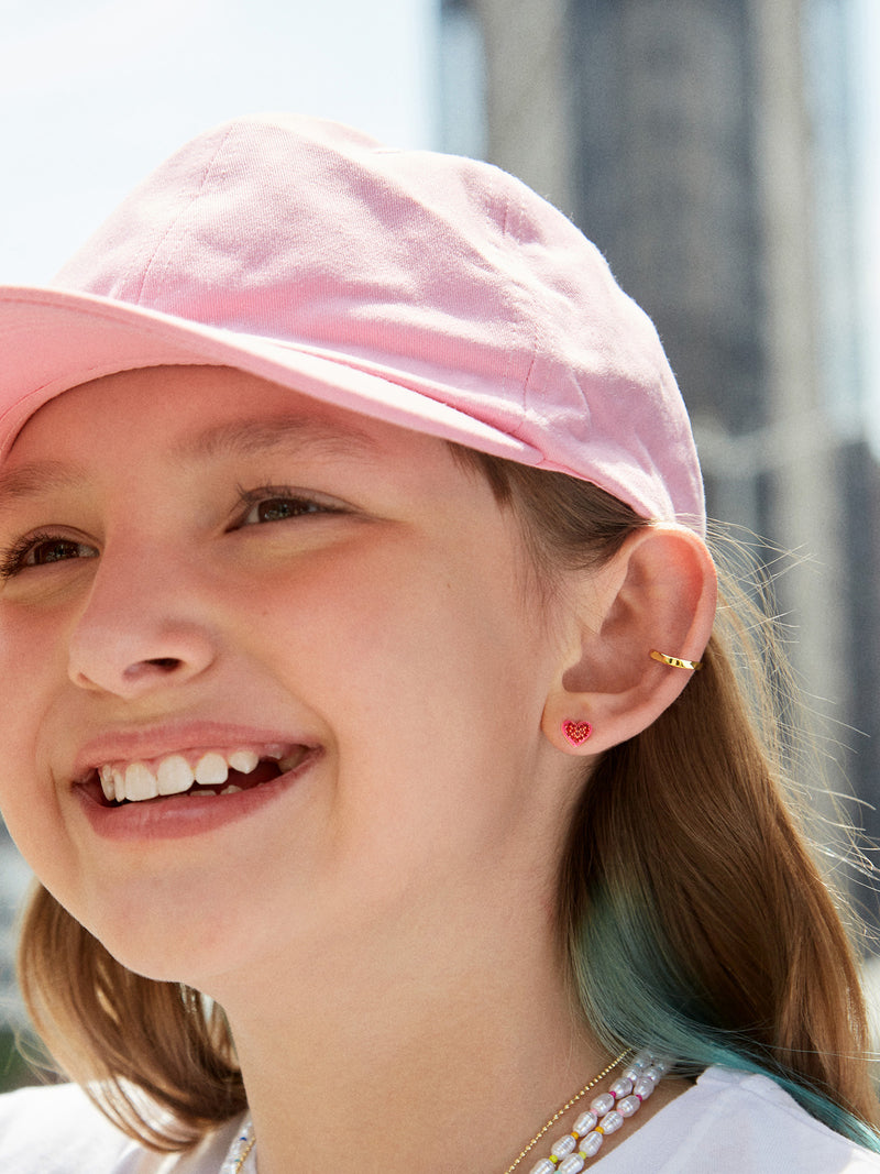 BaubleBar Child At Heart 18K Gold Kids' Earrings - Red - 18K Gold Plated Sterling Silver, Cubic Zirconia stones