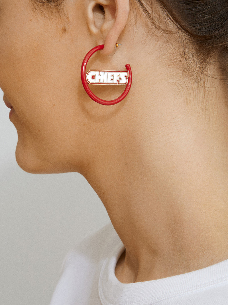 BaubleBar Kansas City NFL Chiefs Logo Hoops - Kansas City Chiefs - NFL hoop earrings