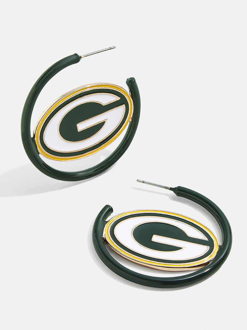 BaubleBar Green Bay Packers NFL Logo Hoops - Green Bay Packers - NFL hoop earrings