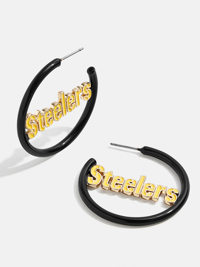 BaubleBar Pittsburgh Steelers NFL Logo Hoops - Pittsburgh Steelers - NFL hoop earrings