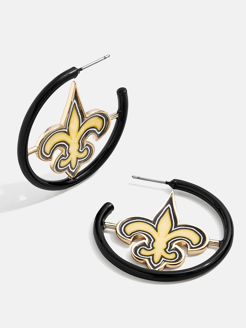 BaubleBar New Orleans Saints NFL Logo Hoops - New Orleans Saints - NFL hoop earrings