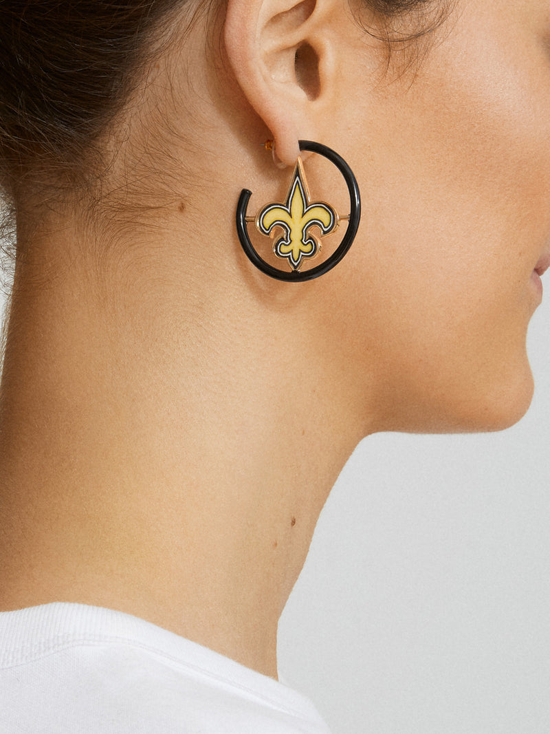 BaubleBar New Orleans Saints NFL Logo Hoops - New Orleans Saints - NFL hoop earrings