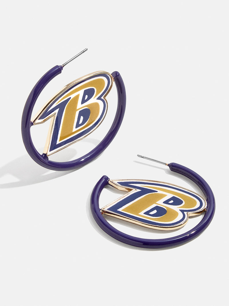 BaubleBar Baltimore Ravens NFL Logo Hoops - Baltimore Ravens - NFL hoop earrings