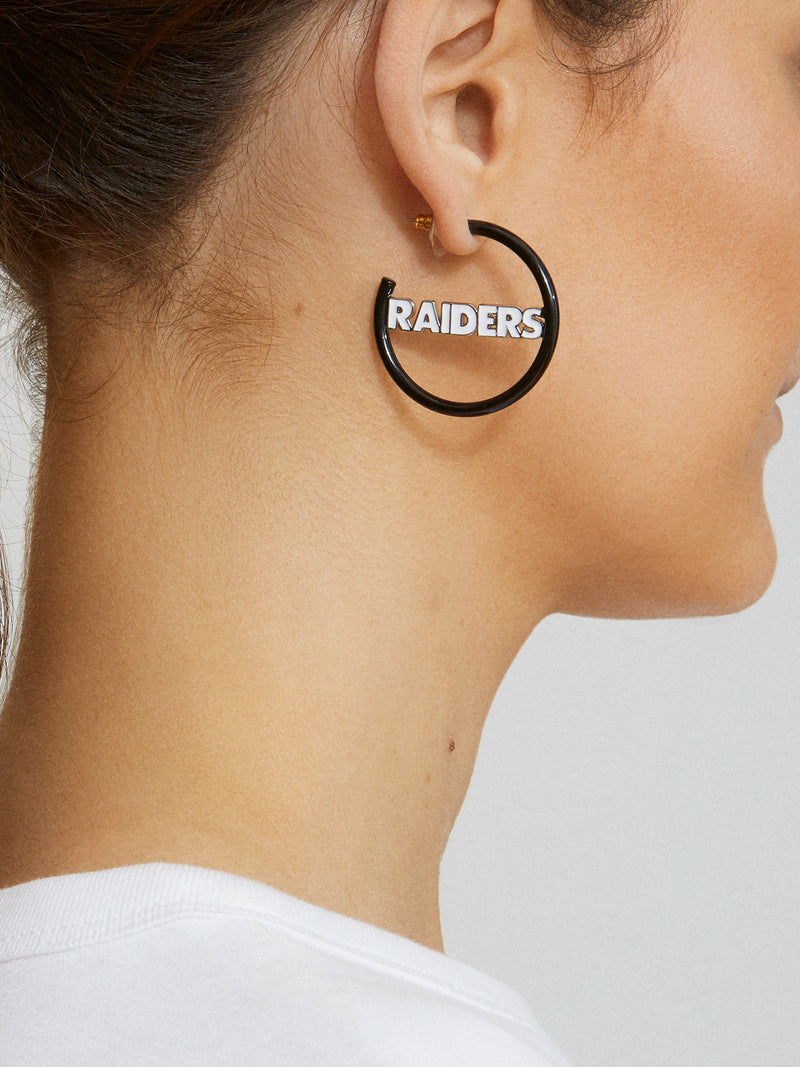 BaubleBar Las Vegas Raiders NFL Logo Hoops - Las Vegas Raiders - NFL hoop earrings