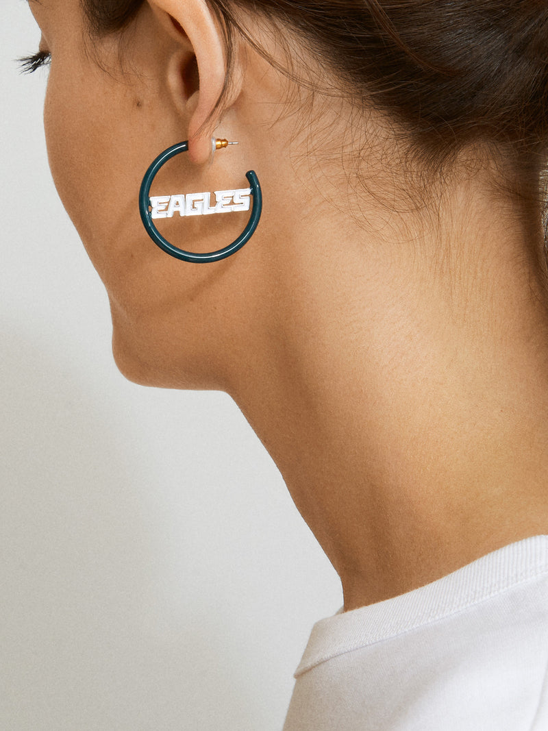 BaubleBar Philadelphia Eagles NFL Logo Hoops - Philadelphia Eagles - NFL hoop earrings