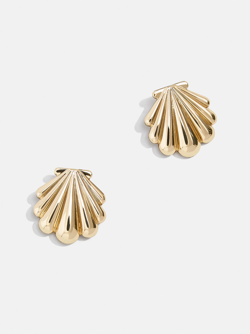 BaubleBar Maris Earrings - Gold shell stud earrings