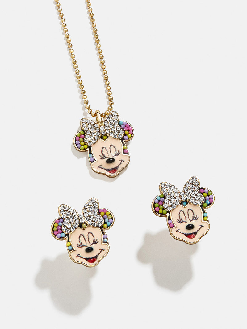 BaubleBar Minnie Mouse Disney Birthday Kids' Jewelry Set - Disney kids' clip-on earrings and necklace