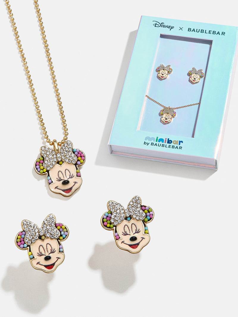 Disney Jewellery Disney Minnie Mouse Sterling Silver Rose Gold Tone CZ  Necklace 0.9cm, 16