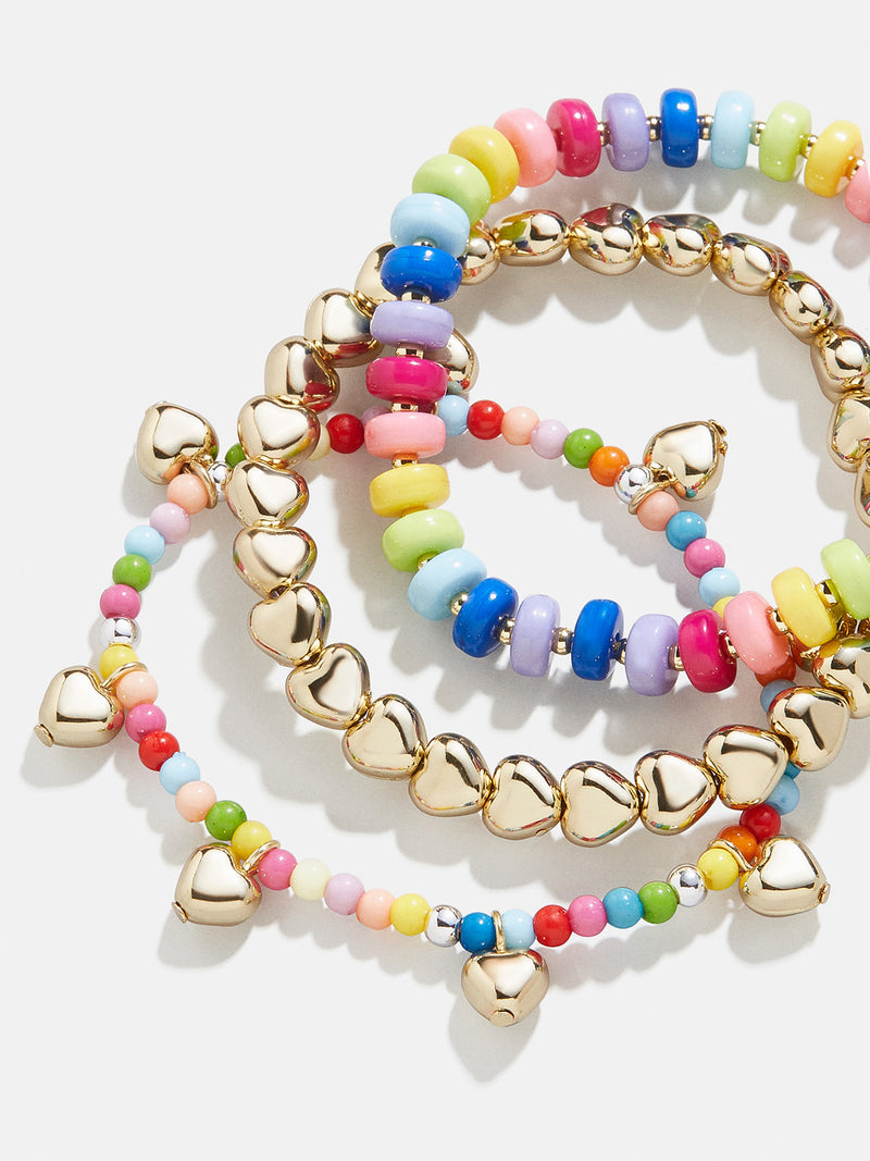 BaubleBar Beads Please Kids' Bracelet Set - Kids' Hearts - Three kids' beaded bracelets