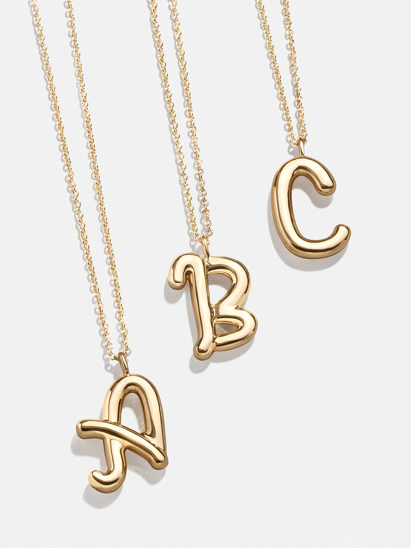 Bubble Script Initial Necklace - Gold – Gold initial pendant necklace ...