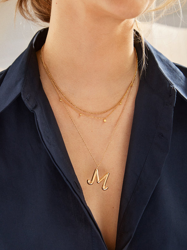 Bubble Script Initial Necklace - Gold