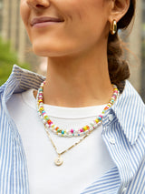 BaubleBar Pink - Adjustable colorful beaded necklace
