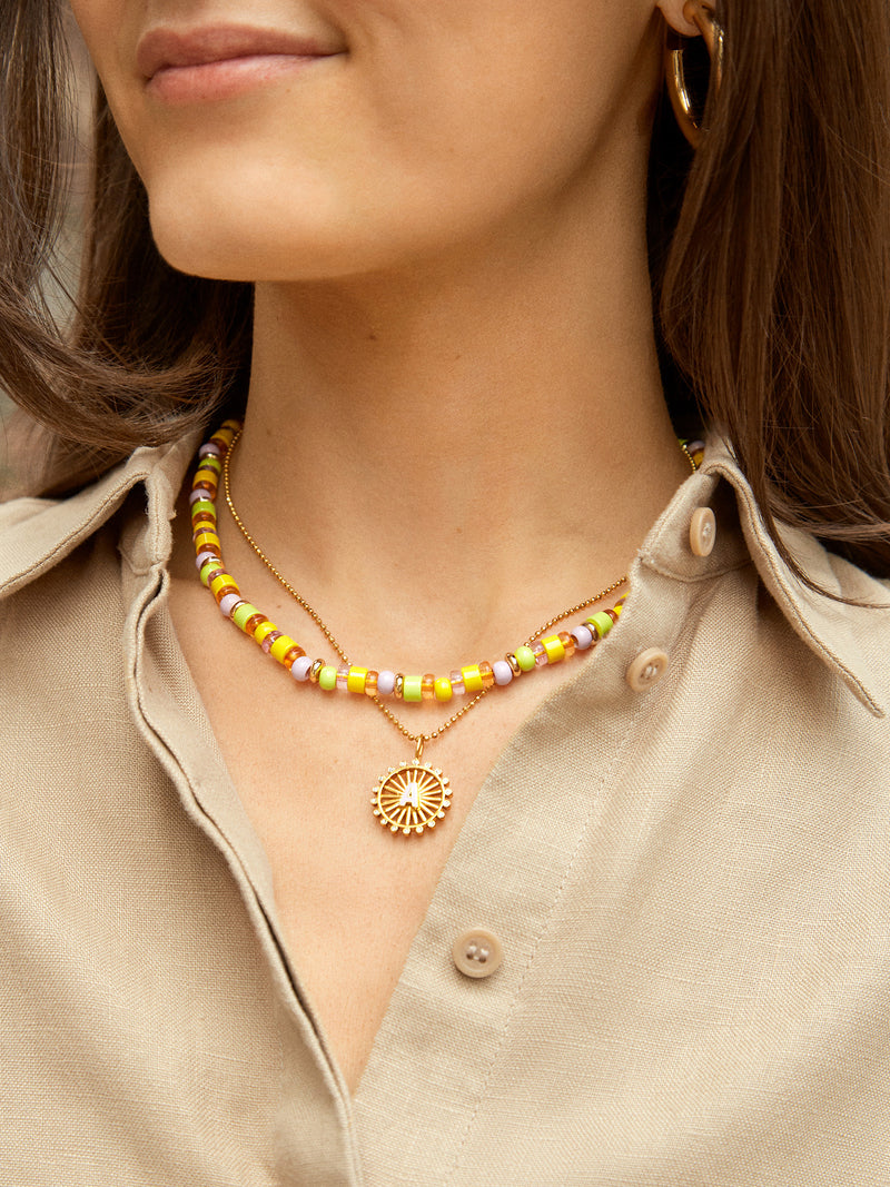 BaubleBar Yellow - Adjustable colorful beaded necklace
