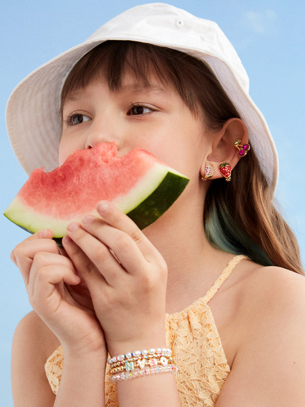 Cute Fruit Kids' Clip-On Earring Set - Pink/Red