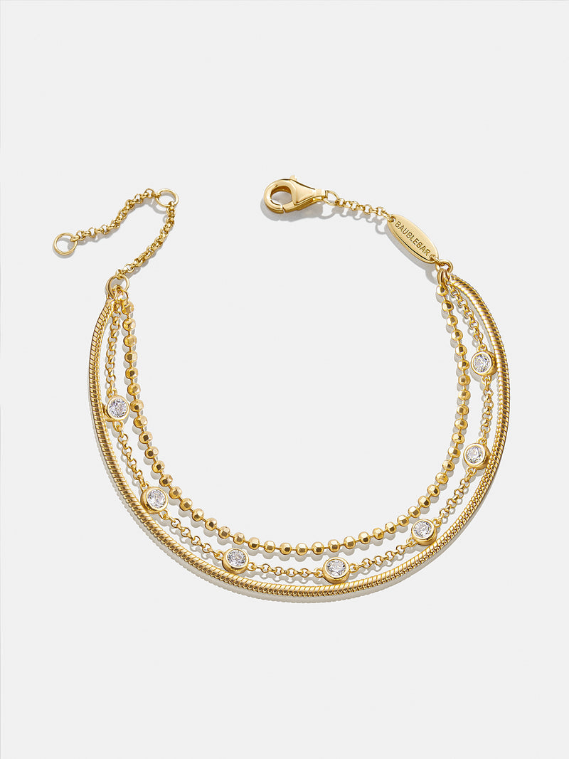 BaubleBar Skye 18K Gold Layered Bracelet - Gold/Pavé - 18K Gold Plated Sterling Silver, Cubic Zirconia stones
