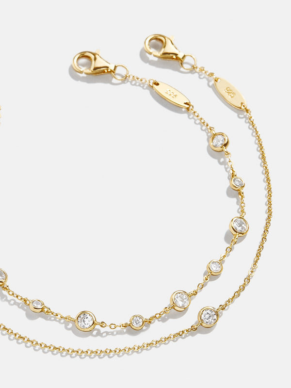 Yolanda 18K Gold Bracelet Set - Clear/Gold