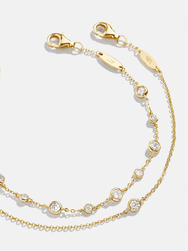 BaubleBar Yolanda 18K Gold Bracelet Set - Clear/Gold - 18K Gold Plated Sterling Silver, Cubic Zirconia stones