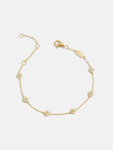 Daisy 18K Gold Bracelet - Clear Flower – 18K Gold Plated Sterling ...