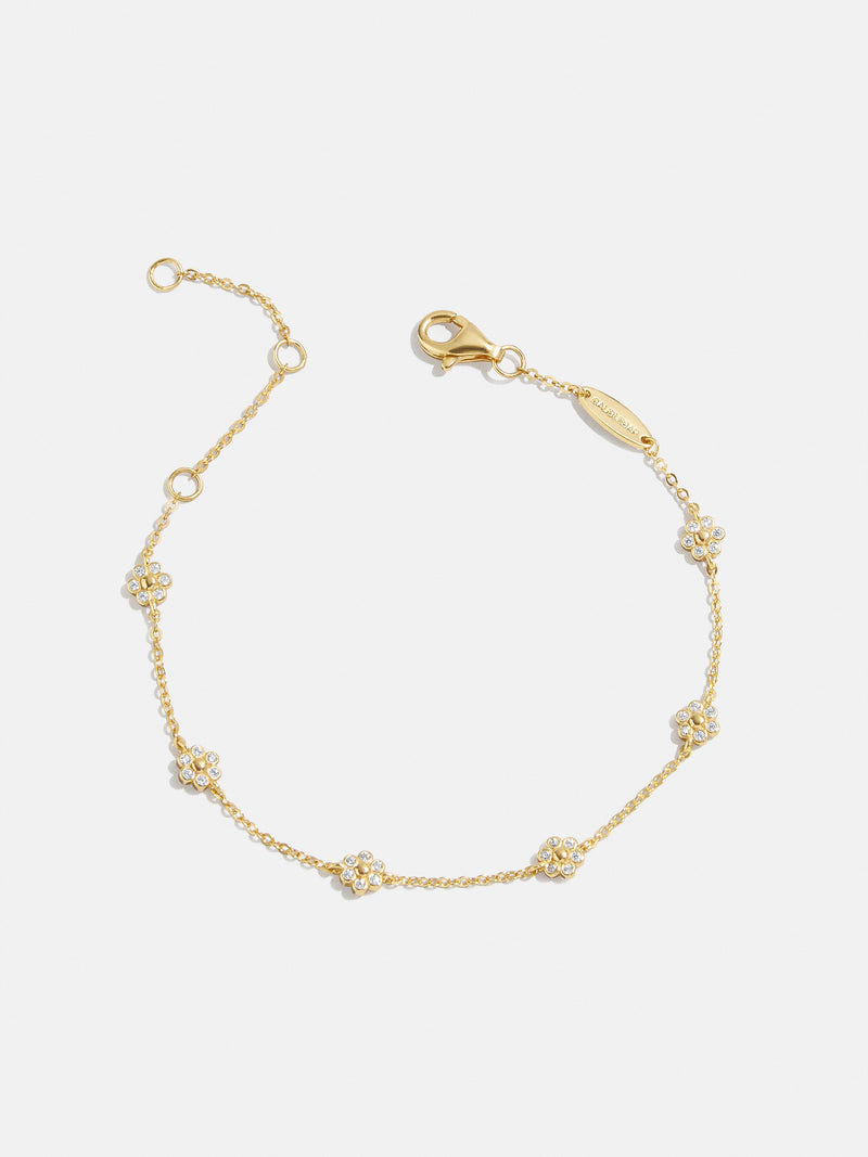 BaubleBar Daisy 18K Gold Bracelet - Clear Flower - 18K Gold Plated Sterling Silver, Cubic Zirconia stones