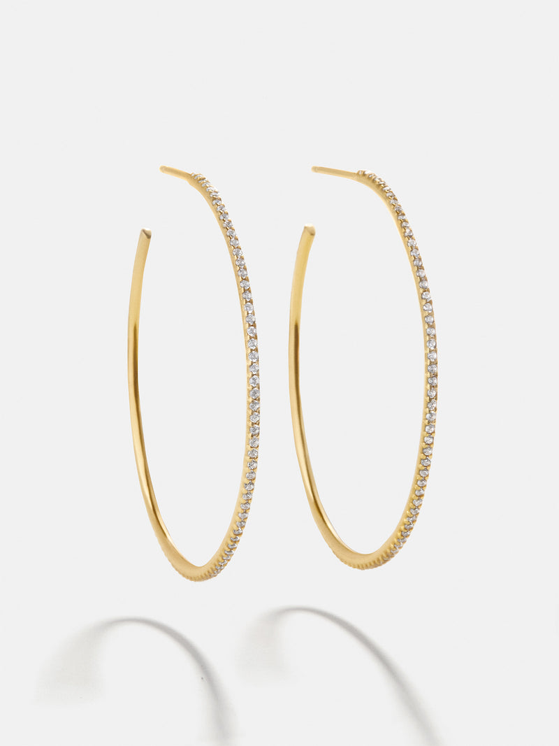 BaubleBar Niata 18K Gold Earrings - 40MM - 18K Gold Plated Sterling Silver, Cubic Zirconia stones - Offered in multiple sizes