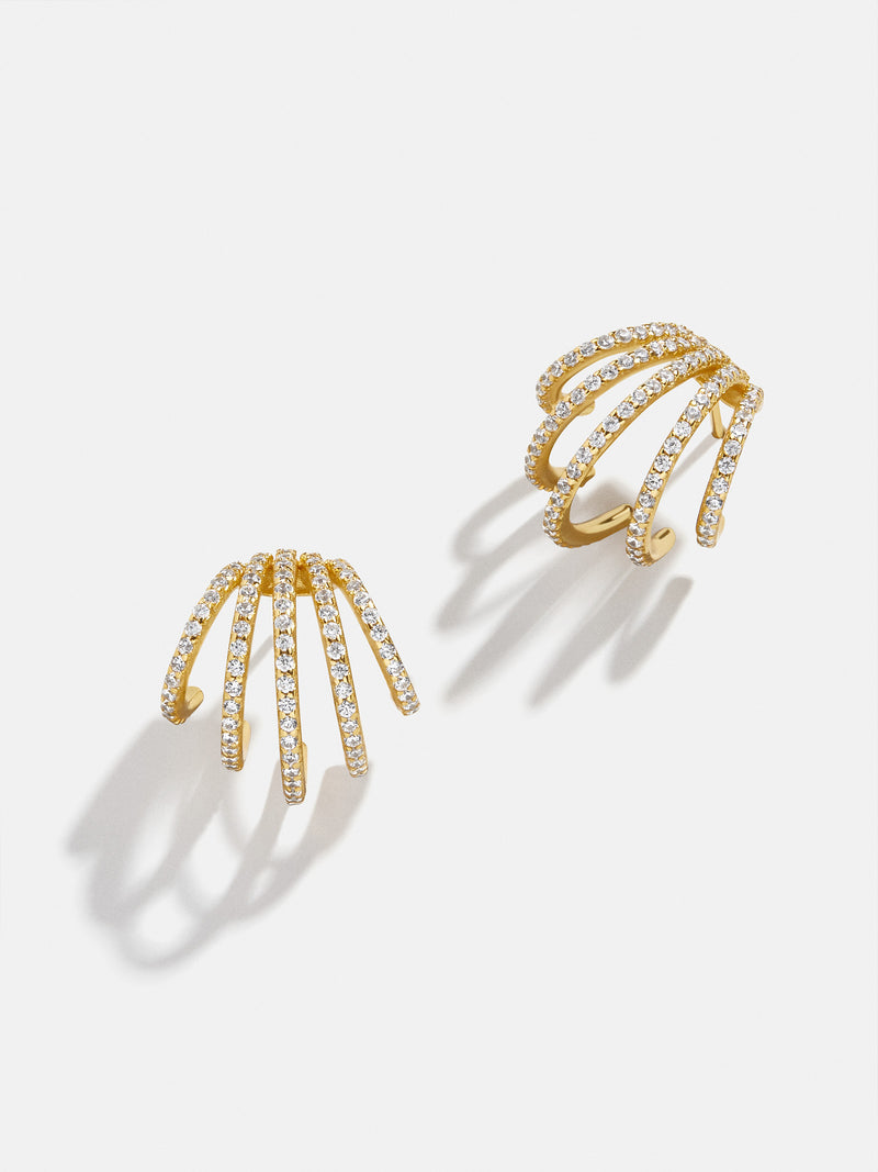 BaubleBar Abby 18K Gold Earrings - Gold/Pavé - 18K Gold Plated Sterling Silver, Cubic Zirconia stones