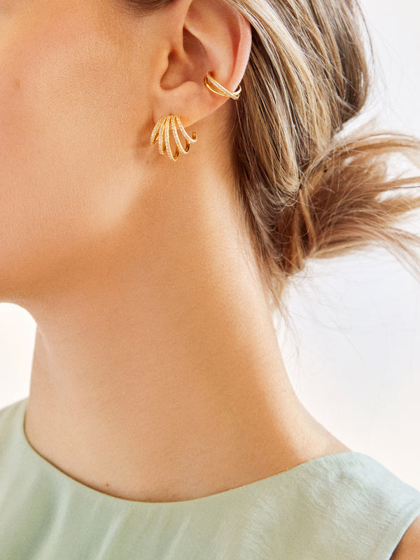 Abby 18K Gold Earrings - Gold/Pavé