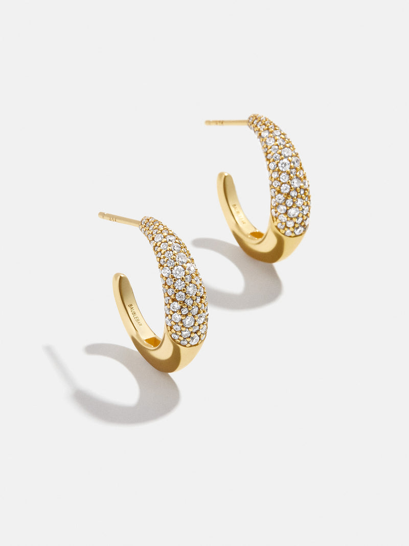 BaubleBar Gracie 18K Gold Earrings - Gold/Pavé - 
    18K Gold Plated Sterling Silver, Cubic Zirconia stones
  
