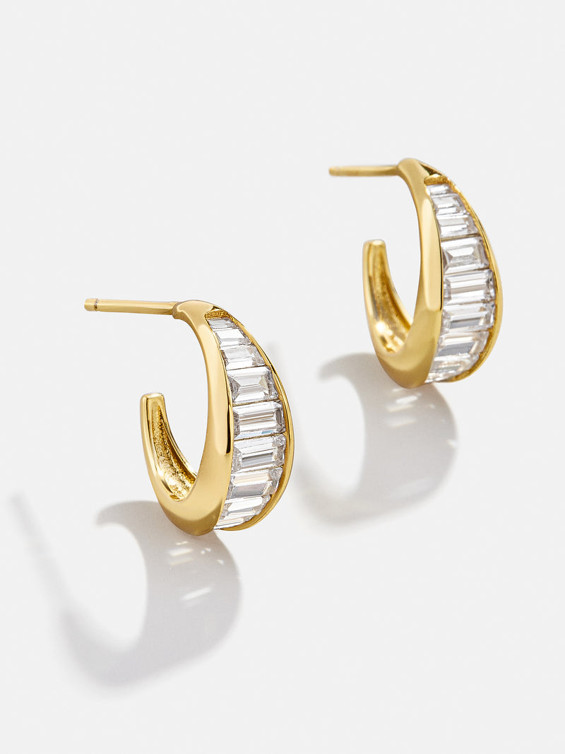 BaubleBar Tina 18K Gold Earrings - Clear/Gold - 18K Gold Plated Sterling Silver, Cubic Zirconia stones