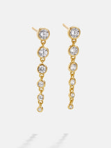 BaubleBar Yesenia 18K Gold Earrings - Clear/Gold - 
    18K Gold Plated Sterling Silver, Cubic Zirconia stones
  
