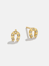 BaubleBar Evangeline 18K Gold Earrings - Horseshoe - 
    18K Gold Plated Sterling Silver, Cubic Zirconia stones
  
