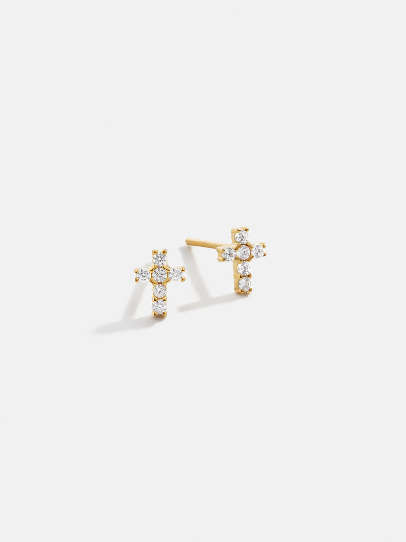 Christina 18K Gold Vermeil Earrings - Pavé Cross