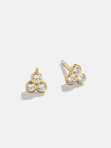BaubleBar Tertia 18K Gold Earrings - Clear Trio - 
    18K Gold Plated Sterling Silver, Cubic Zirconia stones
  

