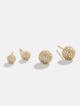 BaubleBar Dorothea 18K Gold Earrings - Gold/Pavé - 
    18K Gold Plated Sterling Silver, Cubic Zirconia stones
  
