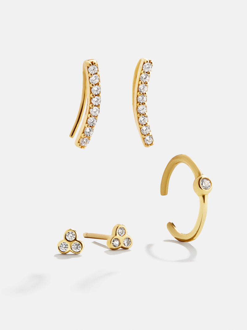 Baublebar Louise 18K Gold Earring Set - Gold/Pavé
