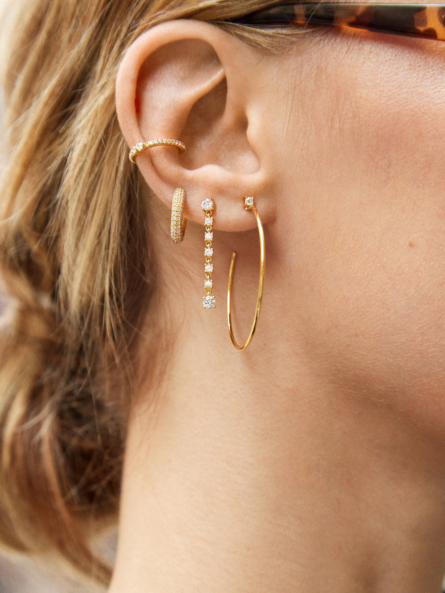 Leighton 18K Gold Vermeil Earring Set - Gold/Pavé