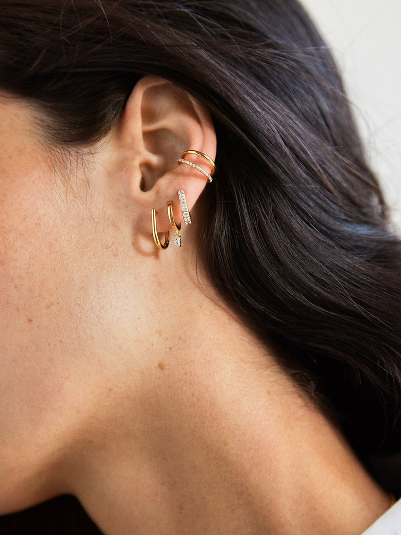 BaubleBar Leslie 18K Gold Earring Set - 18K Gold Plated Sterling Silver, Cubic Zirconia stones