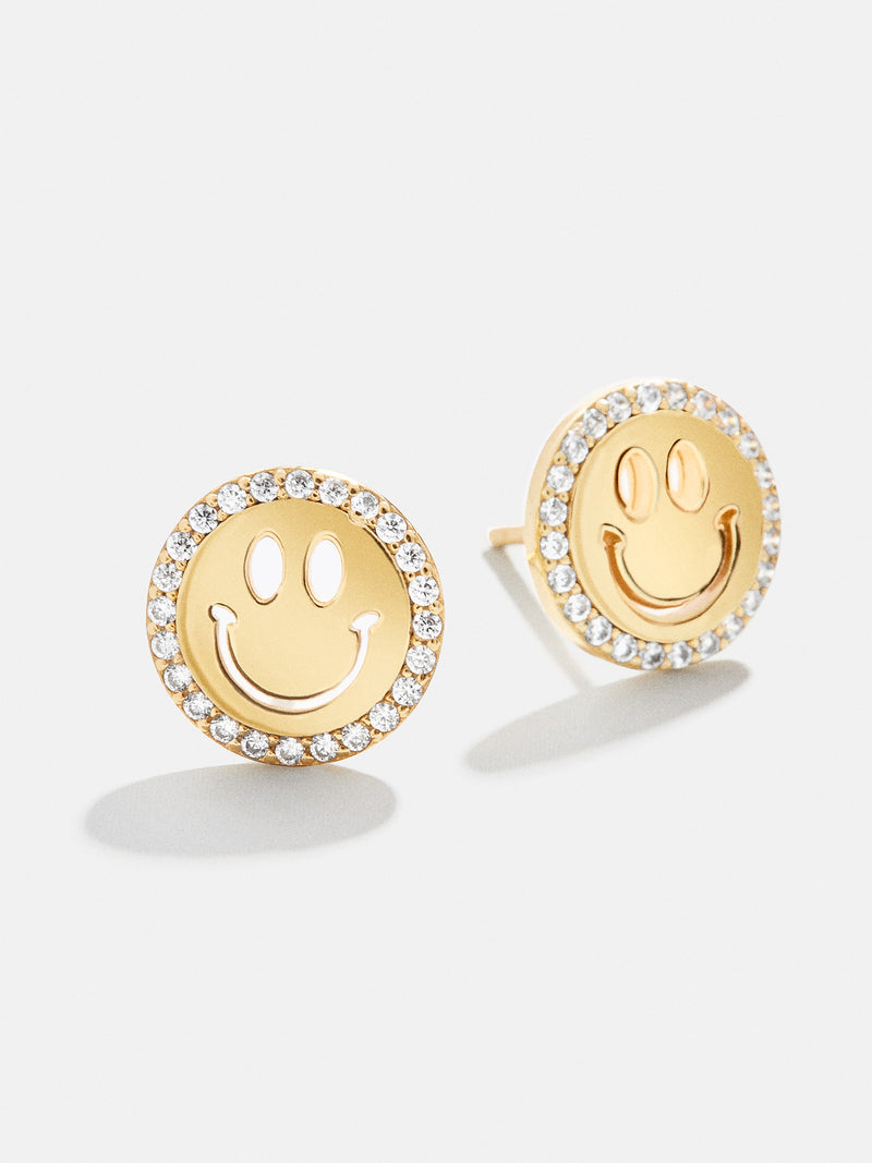 BaubleBar All Smiles 18K Gold Kids' Earrings - Clear/Gold - 
    18K Gold Plated Sterling Silver, Cubic Zirconia stones
  
