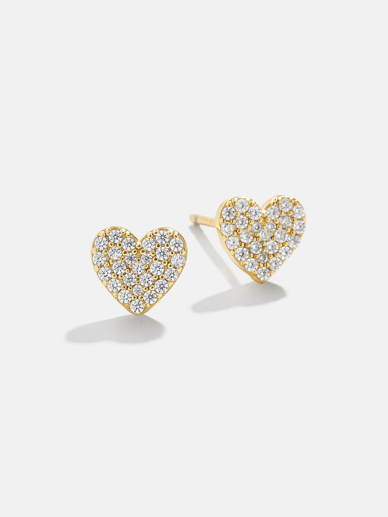 BaubleBar Whole Lotta Heart 18K Gold Kids' Earrings - Pavé - 18K Gold Plated Sterling Silver, Cubic Zirconia stones