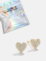 BaubleBar Whole Lotta Heart 18K Gold Kids' Earrings - Pavé Heart - 
    18K Gold Plated Sterling Silver, Cubic Zirconia stones
  
