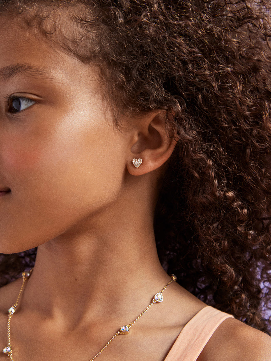 Whole Lotta Heart 18K Gold Vermeil Kids' Earrings - Pavé Heart