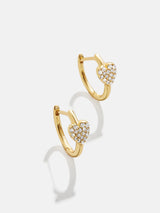 BaubleBar Little Hearts Big Feelings 18K Gold Kids' Hoop Earrings - Clear/Gold - 
    18K Gold Plated Sterling Silver, Cubic Zirconia stones
  
